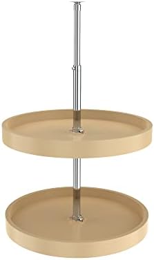 REV-A-SHELF 20" Almond Polymer Full-Circle 2-Shelf Lazy Susan w/Dependent Hardware for Corner Wall Cabinets by Rev-A-Shelf