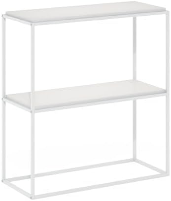Furinno Moretti Modern Storage Shelves, 2-Tier Wide Stackable Book Shelf, Open Shelves, for Organization and Storage, Living Room, Garage, Home Office, Solid White - Image 5