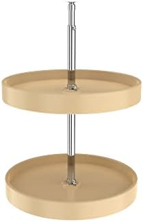 REV-A-SHELF 18" Almond Polymer Full-Circle 2-Shelf Lazy Susan w/Dependent Hardware for Corner Wall Cabinets by Rev-A-Shelf