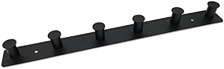 Coat Rack Wall Mounted, Black Coat Hooks Adhesive & Screw in, Stainless Steel Door Hooks for Hanging Hat Towels Clothes, Hook Rail with 6 Round Hangers - Image 3