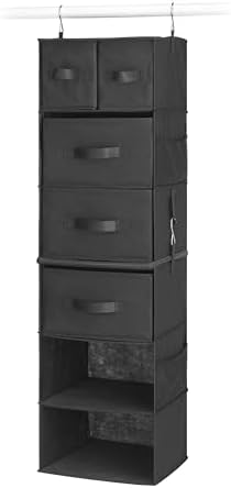 Whitmor Multi-Functional Hanging Organizer with Drawer Inserts- 5 Section - Closet Organizer - Black - Image 5