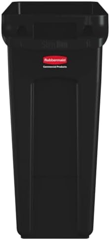 Rubbermaid Commercial Products Slim Jim Plastic Rectangular Trash/Garbage Can/Bin with Venting Channels, 16 GAL, Black, for Kitchens/Classrooms/Offices/Back of House - Image 2