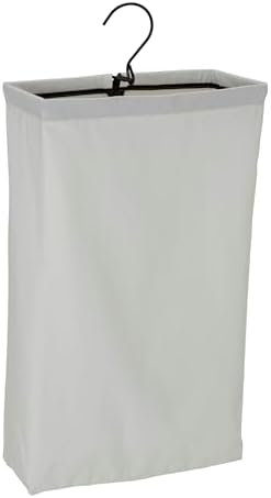 Household Essentials Door Hanging Laundry Bag in Washable Canvas with Loop Handle, White with Black Trim by HouseholdEssentials