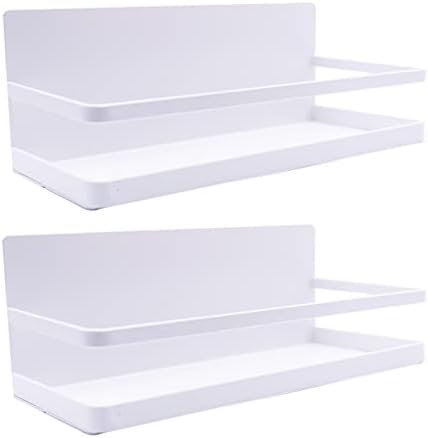 Magnetic Spice Rack Refrigerator Side Magnetic Spice Rack Kitchen Magnetic Shelf Magnetic Fridge Shelf Perfect Space Saver for Kitchen/Apartment 2 Pack (White) by ELESEI