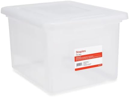 Staples Plastic File Box with Snap Lid, Letter/Legal Size, Clear, 2/Pack by Staples