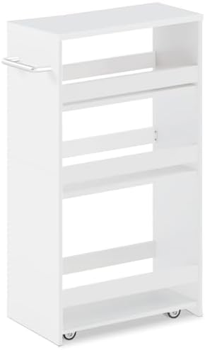 MARTY Slim Rolling Storage Cart, Wood Utility Kitchen Bathroom Laundry Cart by MARTY