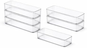 primebox Plastic Clear Acrylic Drawer Organizers. Bathroom, Kitchen, Bedroom, Utensils, Office Organizer Bins, Storage Trays. Heavy Duty, Stackable. 9" x 2" x 2" Set of 6 - Image 4