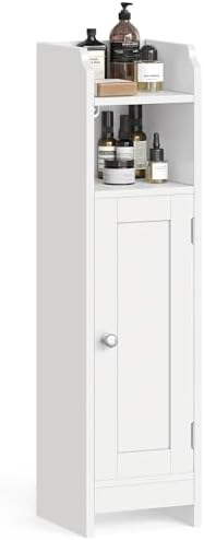 VASAGLE Small Storage Corner Floor Cabinet with Door, Cloud White by VASAGLEbySONGMICSHOME