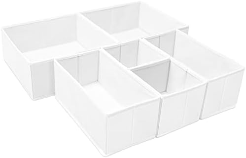 Criusia 6 Pack Clothes Drawer Organizer, Fabric Foldable Closet Dresser Drawer Organizer for Clothing, Bra Sock Underwear Drawer Organizer for Nursery Dorm Bedroom Organization (6 Bins, White) by Criusia