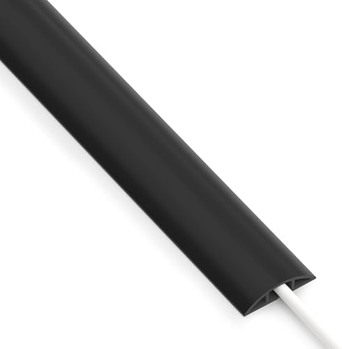ZhiYo 10ft Floor Cord Cover, Cable Cavity 0.6" W x 0.3" H, Black by ZhiYo