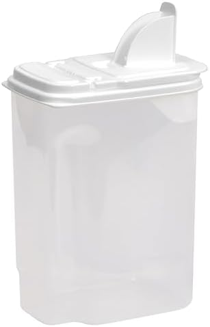 Buddeez Large Food Storage Container - 3.75 Quart Sugar Buddy, All Purpose Clear Kitchen Organization and Storage - Sugar, Flour, Cereal, Rice Dispenser, EZ Pour Spout & Easy Grip Handle (White Lid) by Buddeez