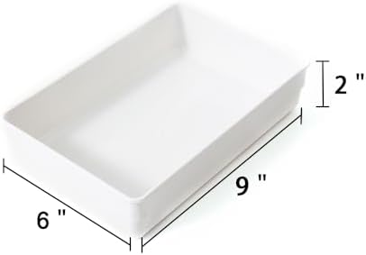 3 Pack White Plastic Drawer Organizer Tray Cutlery Utensil Makeups Drawer Organizers 9" X 6" - Image 2
