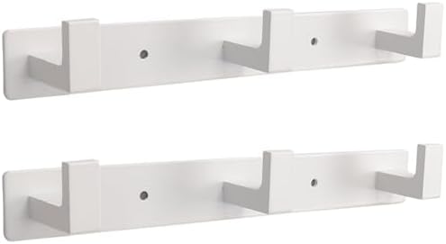 Coat Rack, Heavy Duty Stainless Steel 3 Tri Coat Hook Hanger, Wall Mounted Wall Hooks, Rustic Clothes Hook/Key Hook Rail for Bathroom Kitchen Entryway(2 Pack, 3 Hook White) by Vanloory