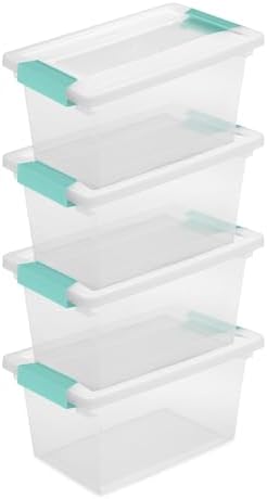 Sterilite Clip Box, Stackable Clear Plastic Bins - Medium, 4-Pack by Sterilite