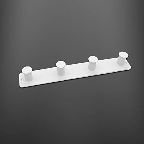 Small Coat Rack Wall Mounted, White Coat Hooks Adhesive & Screw in, Stainless Steel Door Hooks for Hanging Hat Towels Clothes, Hook Rail with 4 Round Hangers (White, 4 Hooks) - Image 2