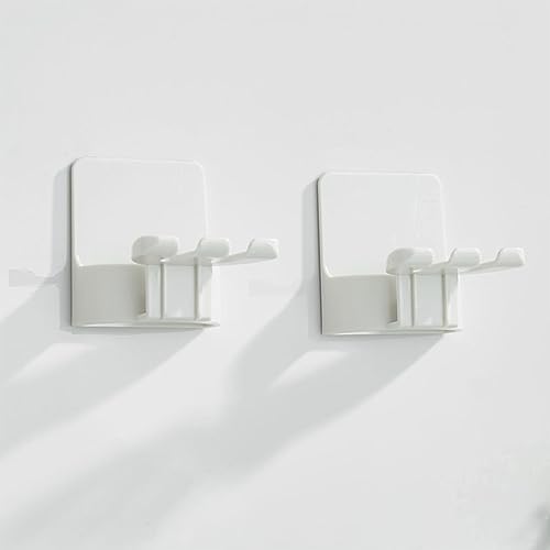 2 PCS Self-Adhesive Toothbrush Holders Wall Mounted, Water Proof Toothbrush Hook, 3 in 1 with Toothbrush Hanger Toothpaste Holder and Gargle Cup Holder for Bathroom Shower (White) - Image 6