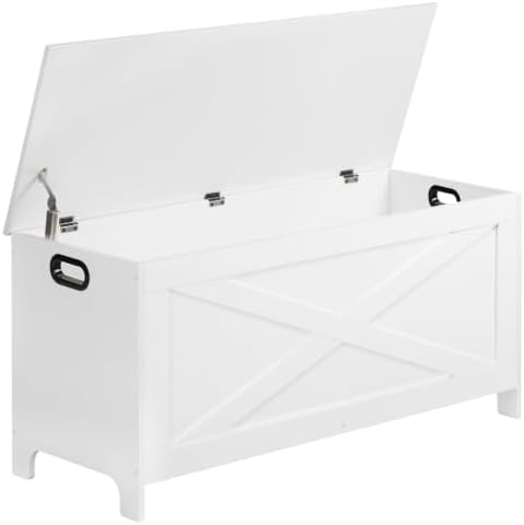 MAHANCRIS 39.4" Storage Chest with Lid, Storage Bench with Safety Hinges by MAHANCRIS
