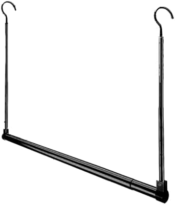 Adjustable Hanging Closet Rod, Extender Hanging Rod, Closet Hanging Organizer, Heavy Duty Closet Bar, Hanging Rod (Black, 1 Pack) by Yeetburg