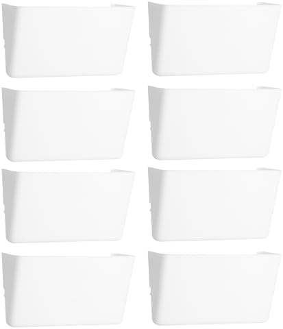 EASEPRES 8 Pack White Plastic Single Pocket Hanging File Organizer, Wall Mount Paper Mails Magazines Holder, Mounted Folder Bins for Office, School and Home, 12.99x4.13x7.48 inches by EASEPRES