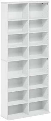 Furinno Jaya DVD Shelf, 16-Shelf Wide CD Rack, Media Shelf with Adjustable Shelves, 8 x 2 DVD Storage Cabinets for CD Bluray Game Disc, Easy Assembly, for Living Room, Home Office, White - Image 6
