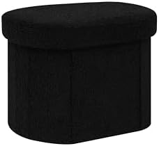 B FSOBEIIALEO 16.14" Boucle Storage Ottoman Cube for Dorm Room, Black by BFSOBEIIALEO