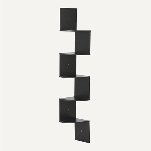 Amazon Basics 5-Tier Corner Shelf, Wall-Mounted, Floating Corner Bookshelf for Living Room, Bedroom, Bathroom, Home Office, 7.8"D x 48.5"W x 7.8"H, Black - Image 5