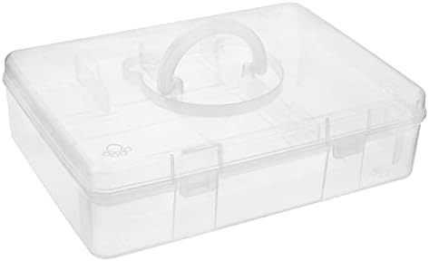 BTSKY 2-Tier Cute Bear Storage Box with Removable Divided Tray Portable Clear Plastic Art Craft Supply Organizer Stackable Home Office Supplies Storage Container for Pens Notes A4 papers etc (Clear) by BTSKY