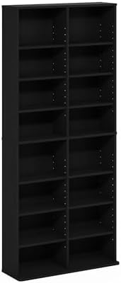 Furinno Jaya DVD Shelf, 16-Shelf Wide CD Rack, Media Shelf with Adjustable Shelves, 8 x 2 DVD Storage Cabinets for CD Bluray Game Disc, Easy Assembly, for Living Room, Home Office, Americano - Image 6