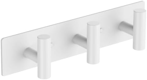 Bntuk Coat Rack Wall Mount - 3 Coat Hooks, Towel Racks for Bathroom Robes Bags Keys, Hat Rack Wall Towel Hooks Organizer (White) by Bntuk