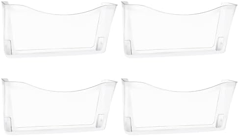 EASEPRES 4 Pack Clear Single Pocket Hanging File Organizer, Plastic Wall Mount Paper Mails Magazines Holder, Mounted Folder Bins for Office, School and Home, 13.85x3.14x6.88 inches by EASEPRES