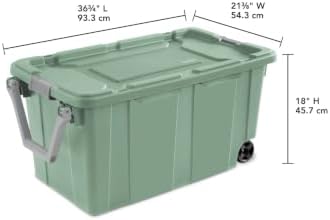 Storage Bins with Lids 2 Pack, 40 Gal Wheeled Tote, Green Sage, Heavy Duty - Image 6