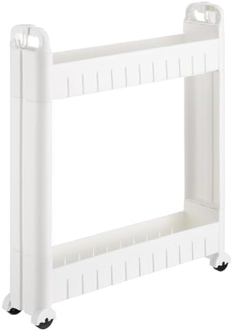 2 Tiers Slim Rolling Storage Cart, 3.5 in Slim Slide Out Bathroom Organizer Cart, Tiered Storage Rack with Wheels, Narrow Mobile Utility Rack for Laundry Room, Kitchen, Office, Sturdy Room - Image 6