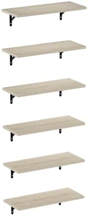 Furinno Rossi Set of 6 Floating Shelves for Wall, Metropolitan Pine by Furinno-FitsYourSpaceFitsYourBudget