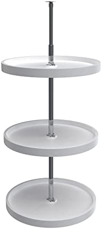 Rev-A-Shelf 20 Inch 3 Tier Full Circle Lazy Susan for H Corner Kitchen Cabinets, Large Plastic Home Storage Rotating Shelves, White, 6013-20-11-526 by Rev-A-Shelf