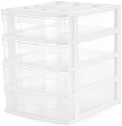 Gracious Living 4-Tier Drawer Organizer, Plastic Desktop Drawers, White by GraciousLiving