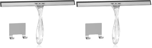 AmazerBath Squeegee for Shower Glass Door, Shower Squeegee for Glass Doors - All-Purpose Squeegee with Hook for Shower Doors, Windows, Mirrors, Tiles and Car Glass, 12 Inches - Clear (Pack of 2) by AmazerBath