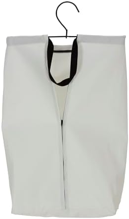 Household Essentials Door Hanging Laundry Bag in Washable Canvas with Loop Handle, White with Black Trim - Image 5