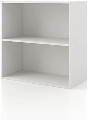 Homes: Inside + Out Apexa 2-Tier Cube Storage Organizer Shelves, Stackable Wood Bookcase Fits Cubby Bins for Organization, Dorm Teen Room Decor & Home Office, White by HOMESInsideOut