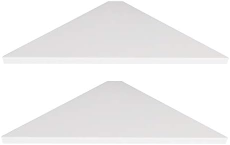 evron Corner Mounting Shelf Set of 2 – Easy to Install Floating Wall Shelves with Wood Grain Finish, Durable and Waterproof ABS Plastic for Kitchen, Bathroom, Living Room Home Décor by evron