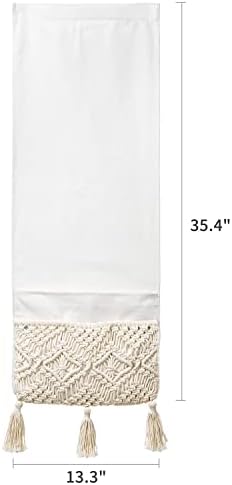 Mkono Macrame Armchair Caddy, Boho Couch Armrest Organizer, 4 Pockets Beige - Image 6