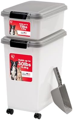 IRIS USA Dog Food Storage Container, Up to 30+11 lbs, Silver by IRISUSA