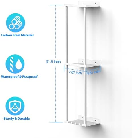 Liuoud Towel Rack for Bathroom, Wall Mounted Vertical Rolled Towel Storage Organizer Holder with Shelf, Holds Up 6 Large Bath Sheets, White - Image 2