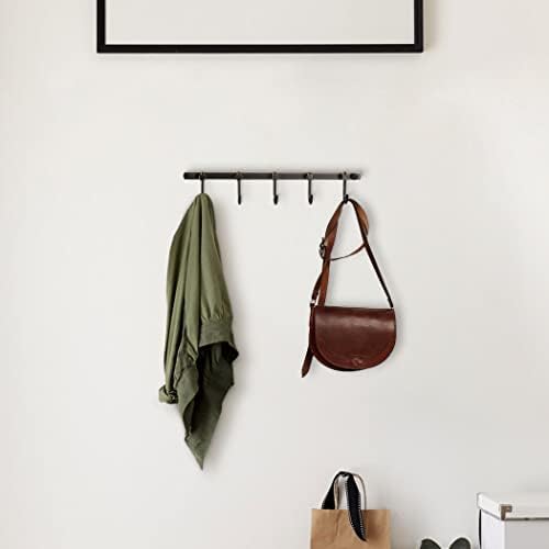 WINCASE Bronze Towel Hooks, Bathroom Rail Hook Rack Wall Mounted, Antique Oil Rubbed Brass Cloth Coat Rack with 5 Hooks Farmhouse - Image 2
