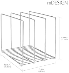 mDesign 3 Slot Tray and Pan Rack — Metal Wire Rack for Pantry and Kitchen Storage — Freestanding Pan Lid Holder Also for Baking Trays and Crockery – Silver - Image 3