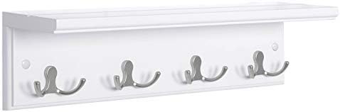 SONGMICS Wall-Mounted Coat Rack with Shelf, 4 Dual Metal Hooks by VASAGLEbySONGMICSHOME