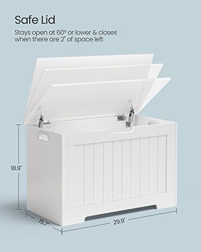 VASAGLE Storage Chest, 29.9 Inches Width Bench with 2 Safety Hinges - Image 2