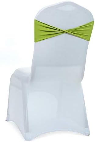VDS Pack of 150 PCS | Apple Green | Spandex Chair Sashes Bows Without Buckle | Stretch Elastic Banquet Universal Folding Chair Band Tie with for Wedding Party Conference Celebration Event Decoration