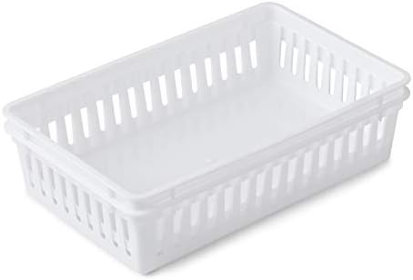 Tribello Plastic Bin Baskets for Organizing, White Storage Tray, Rectangle 9 x 6 x 2 - Pack of 12 - Made in USA - Image 4