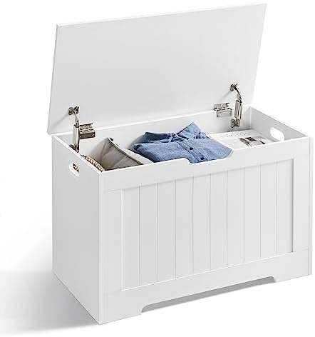 VASAGLE Storage Chest, 29.9 Inches Width Bench with 2 Safety Hinges by VASAGLEbySONGMICSHOME