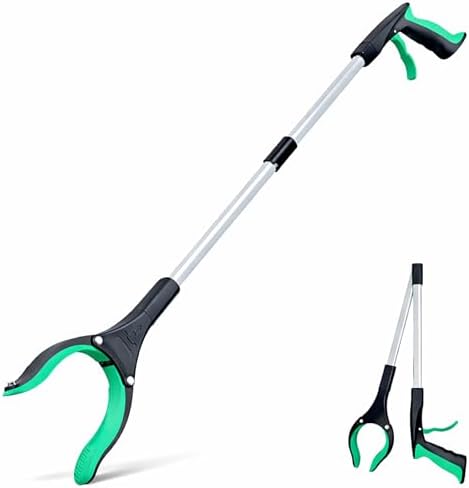 Grabber Reacher Tool - 32” Extra Long Foldable Gripper and Reaching Tool - Heavy Duty Pick Up Stick Grabbers for Seniors, Trash, Surgery Recovery Must Haves Gifts (Green) by POPDA
